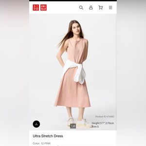 Uniqlo Soft Pink Ultra Stretch Midi Dress
